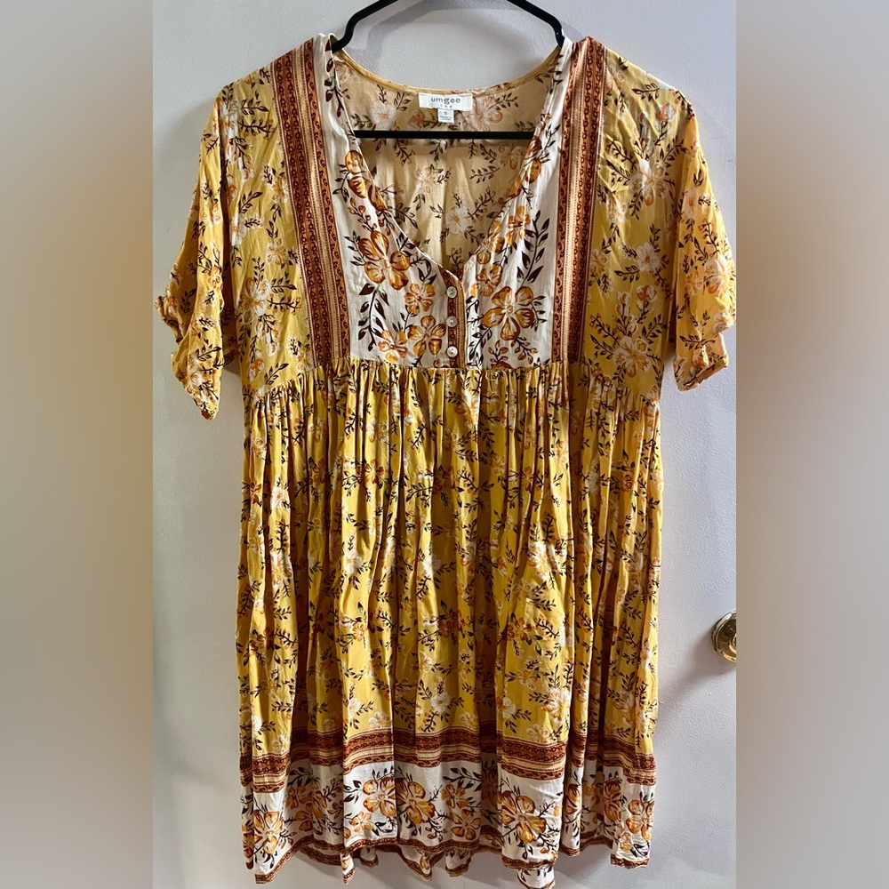 Umgee Yellow Floral Dress